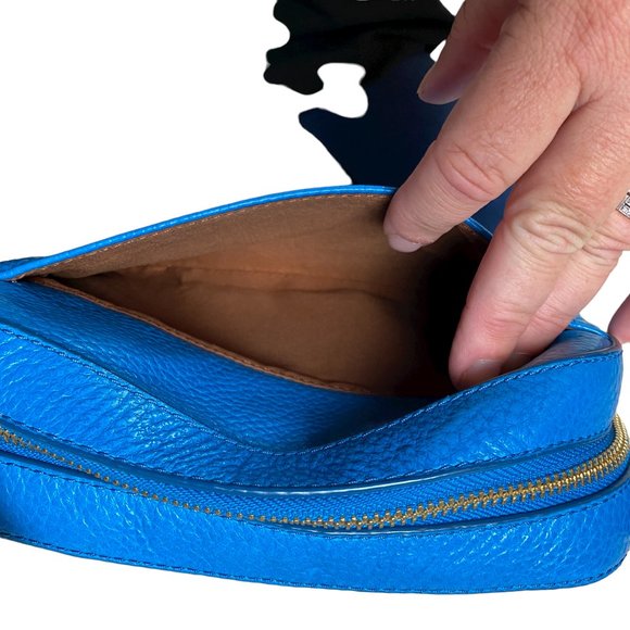 Fossil Gemma Leather Crossbody Cerulean Blue with Adjustable Strap Shoulder Bag - Picture 9 of 16